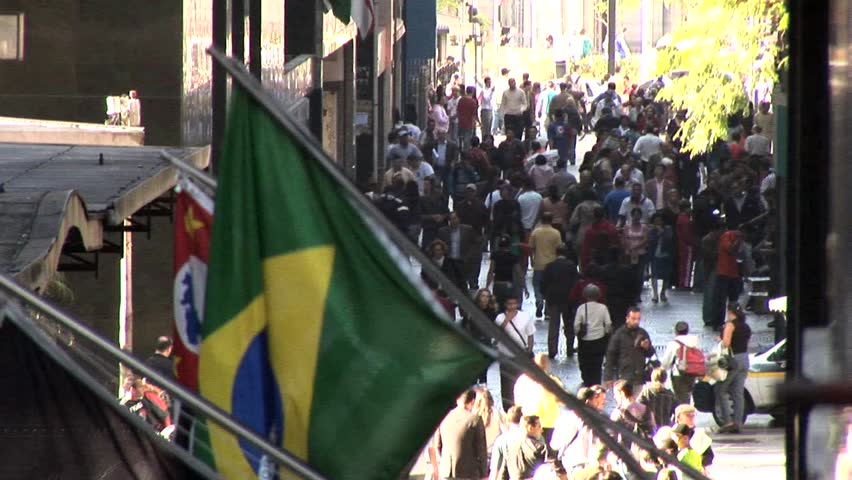 SAO PAULO, BRAZIL - CIRCA 2010 : Aerial View of People in Centro de Sao Paulo, Brazil 