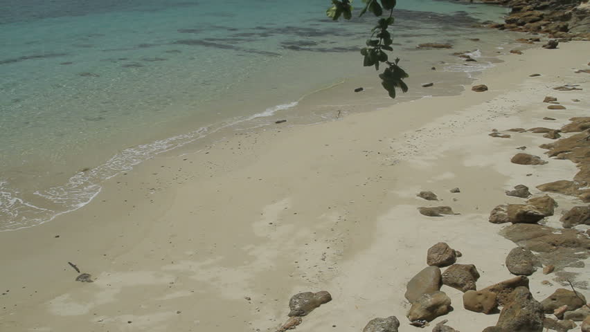 White sandy beach of a tropical island, Las Perlas archipelago, Panama, central America