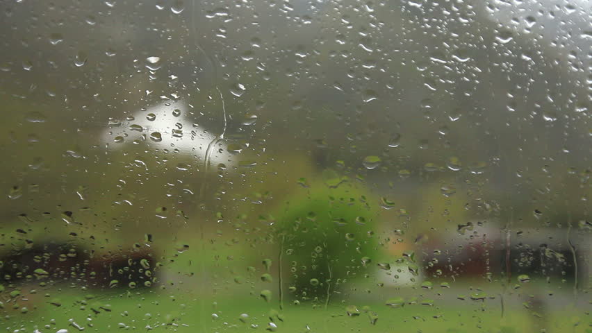 Rain drops on the window glass