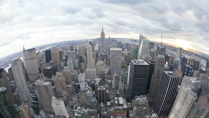 New York, New York - CIRCA May 2011: Wide angle view of the Manhattan Skyline from the Empire State Building Observation Deck