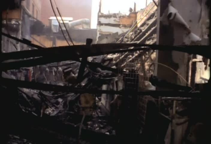 LOS ANGELES-CIRCA APRIL/MAY 1992-Buildings are burned during the LA riots in 1992.