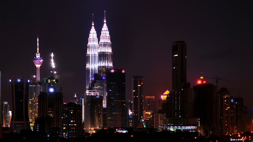 Kuala Lumpur City, Malaysia. Timelapse in night.