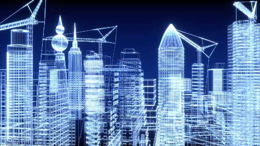city under construction in blue sky