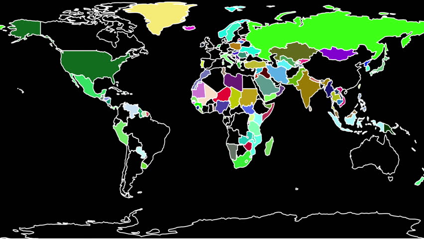 Political Map of the World, drawing and coloring individual countries, Alpha