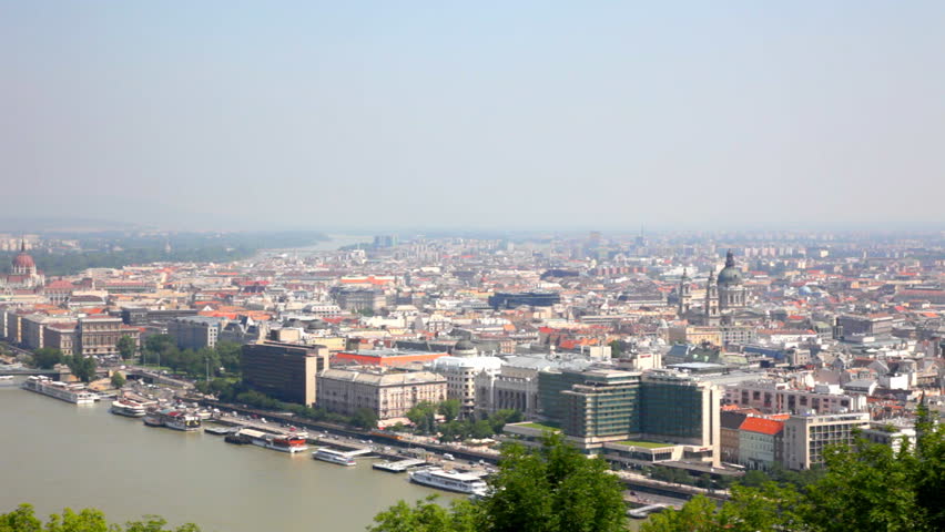 View of a building of the Hungarian parliament, Danube and chain Secheni Bridge