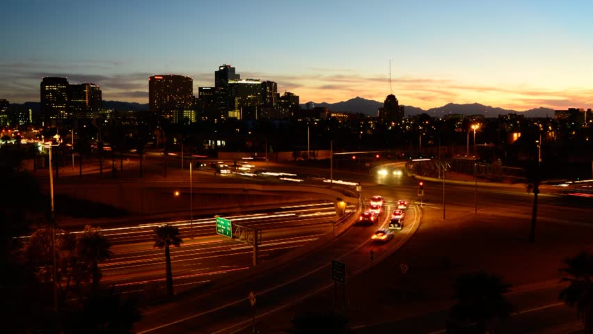 Traffic on a freeway overpass