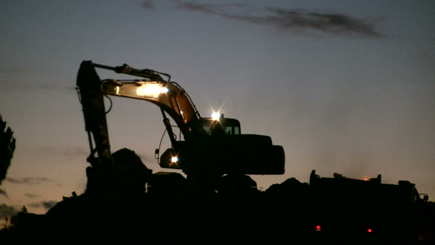 Excavator working at construction site
