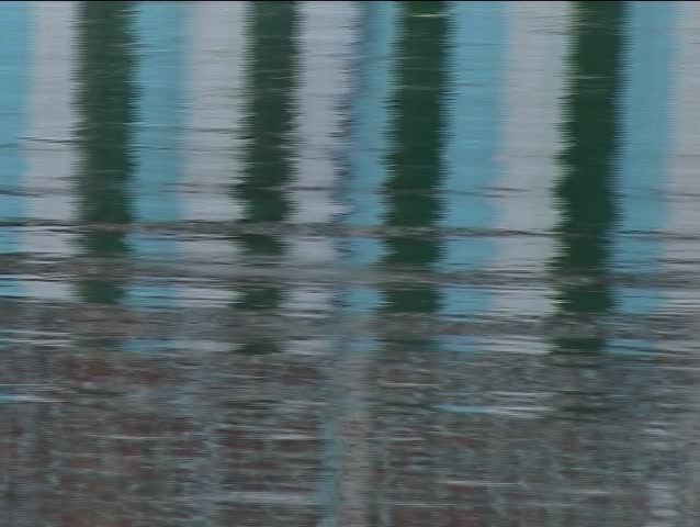 Reflection of houseboats in the water of Dal lake in kashmir