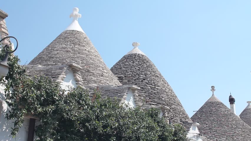 Trulli, a traditional apulian dry stone hut,  typical a specific part of the south of Italy
