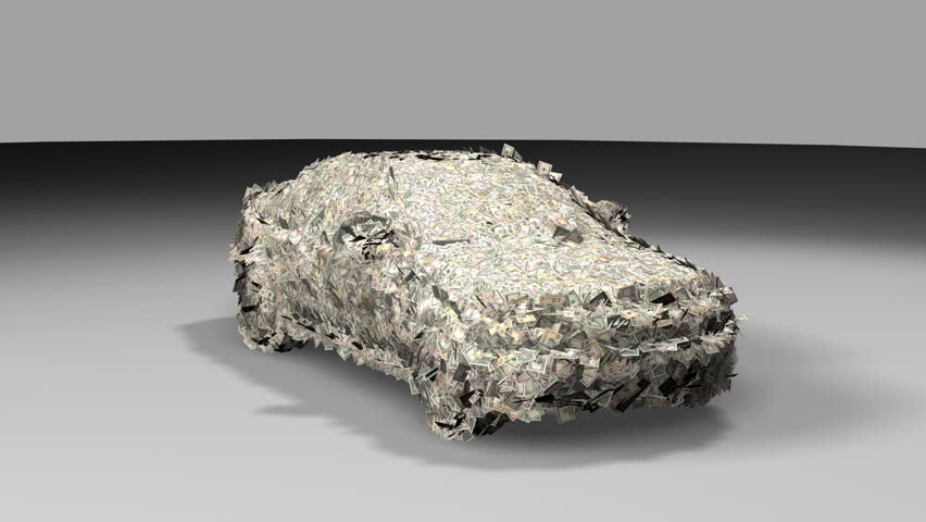 Car animation made with money then falling apart into a pile, can also run backwards to build car. Made with hundred fifty twenty ten five and one dollar bills. 