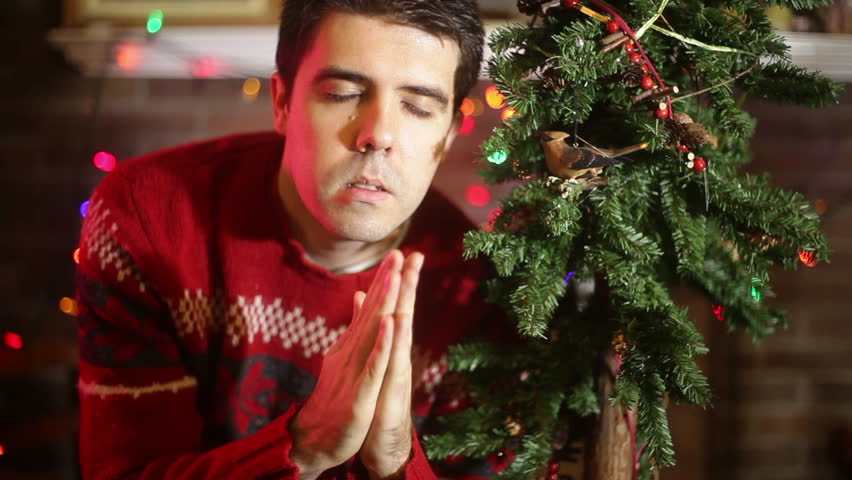Praying during Christmas. 
