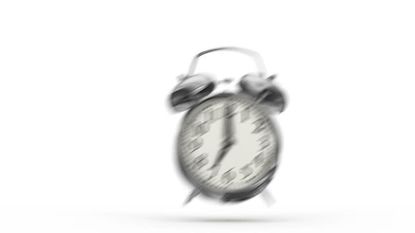 Bouncing alarm clock. 3D animation. Alpha channel. Seamless loop.