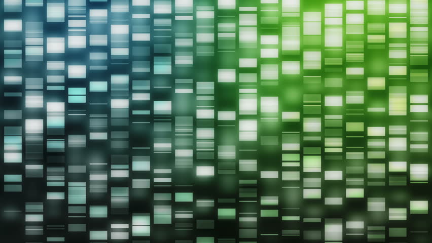 Cascading DNA strands in blue and green on black background