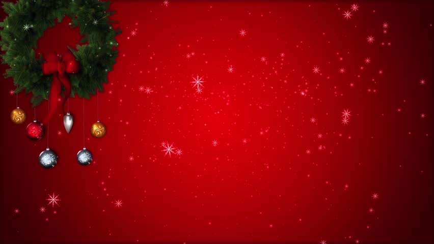 Christmas elements against a red background