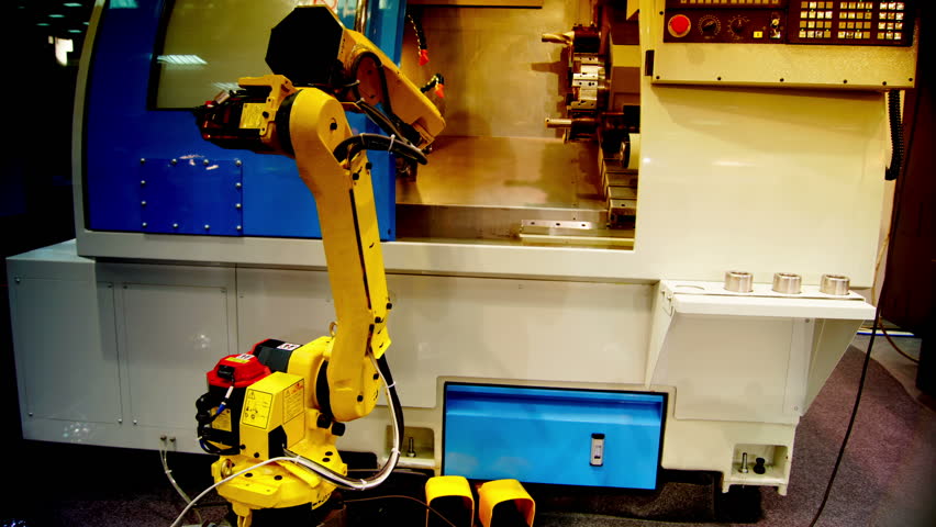robot mechanism works in the  factory