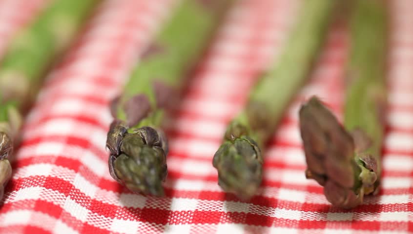 Asparagus on the kitchen table