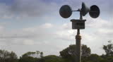 Wind Anemometer measuring wind speed on a moderately windy day.