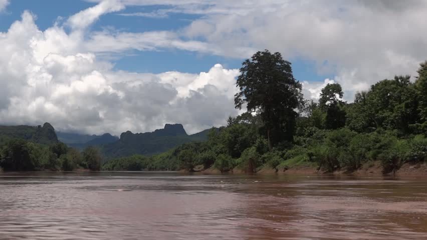 NAM OU RIVER - AUGUST 16: River cruise from Nong Khiaw to Luang Prabang August 16, 2012 in Nam Ou river, Laos.
