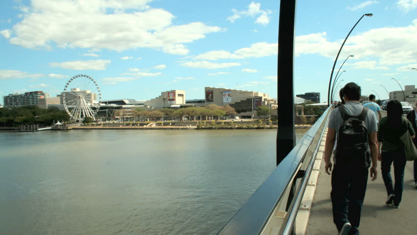 BRISBANE, AUSTRALIA - Oct 3 2012: The Wheel of Brisbane is a major tourist attraction and is located in the Parklands at South Bank and is seen here from the iconic Captain Cook Bridge.
