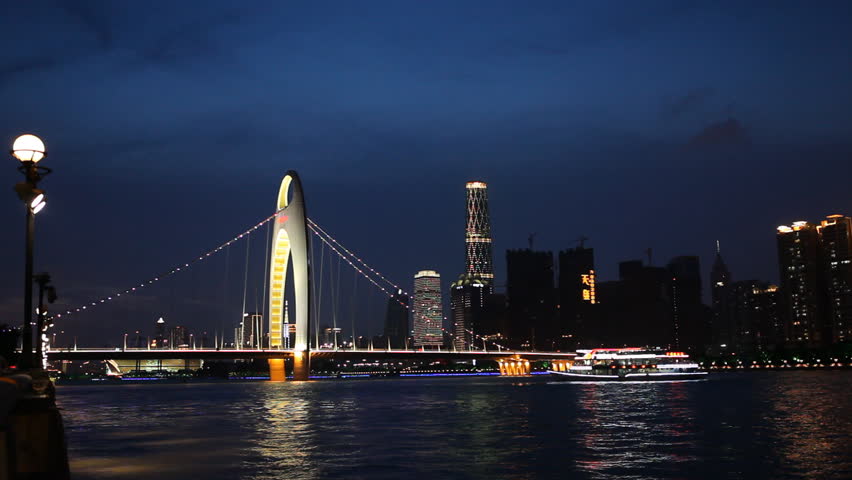 GUANGZHOU, CHINA - MAY 12, 2012 Liede Bridge, International Finance Center, IFC, Pearl River, Guangzhou, China