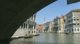 VENICE, ITALY - MAY 2009: Venetian quays viewed  from a water taxi on Canal Grande, crossing vaporetto  - travel shot
