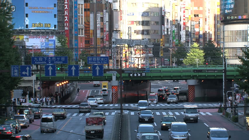 SHINJUKU, TOKYO, JAPAN - CIRCA 2012: Shinjuku crossroad