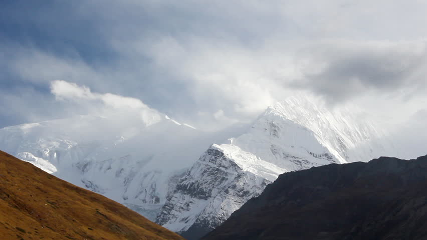 HD video of a clouds over a mountain scape in Nepal