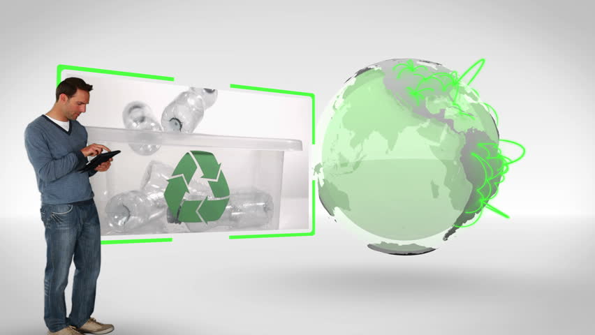 Animation with recycled plastic bottles and an Earth image courtesy of Nasa.org