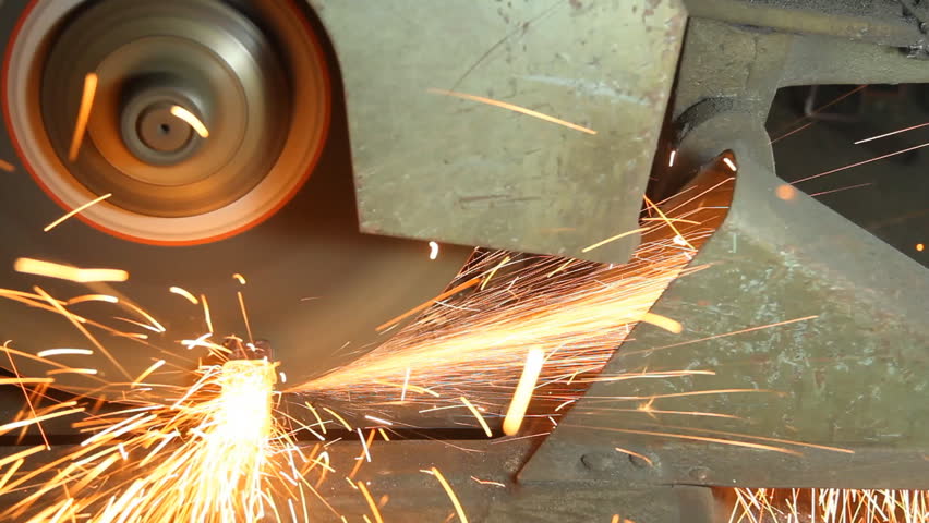 closed up metal saw cutting a steel