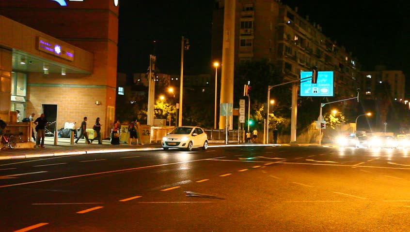 TEL AVIV, ISRAEL - NOVEMBER 20: A police car with the siren moves on the street on November 20, 2012 in Tel Aviv, Israel.