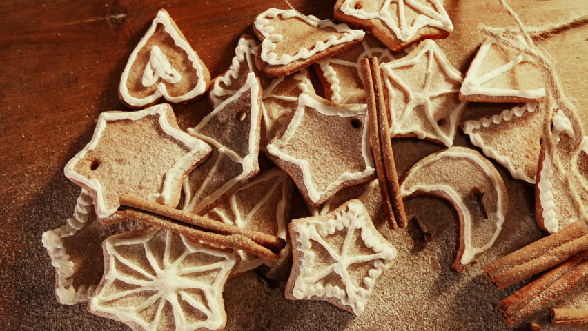 Hungry family eating Christmas cookies very fast