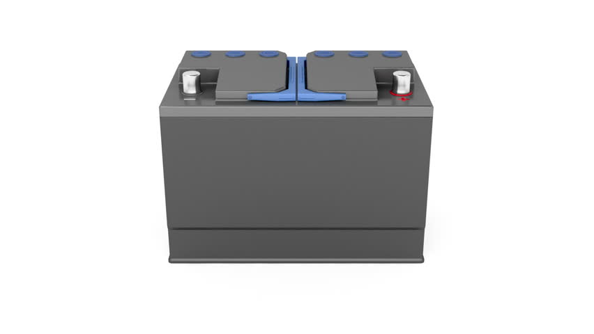 Car battery rotates on white background