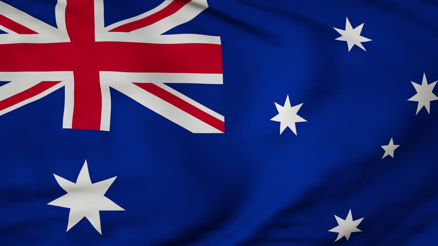 Close Up Hd Video Of Australian Flag Waving In The Breeze, Not Computer 