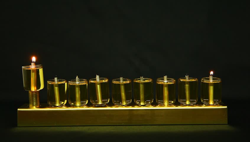 1 flame in Hanukia made of olive oil lanterns