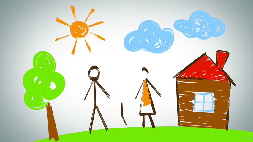 Family drawing, beautiful animation