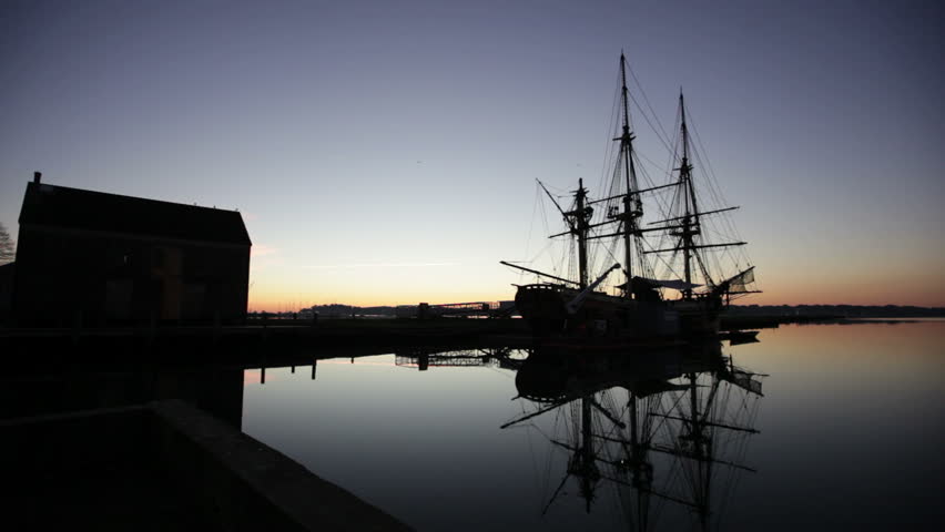 Salem harbor tall ship at sunrise