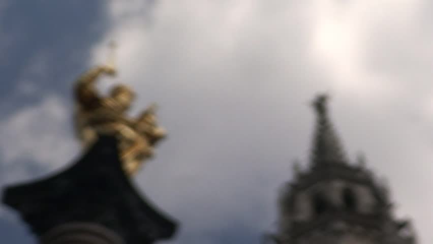 MUNICH, GERMANY - CIRCA 2011: Top of monuments standing in Munich's Marienplatz.