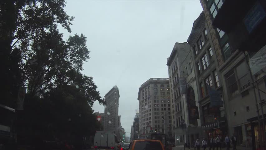 Driving past the flatiron building in nyc. 
