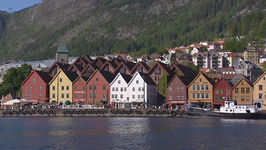 BERGEN, NORWAY: skyline hanseatic town of Bryggen. Bryggen was an important Hanseatic town from the 14th to the 16th century and is a World Heritage Site.