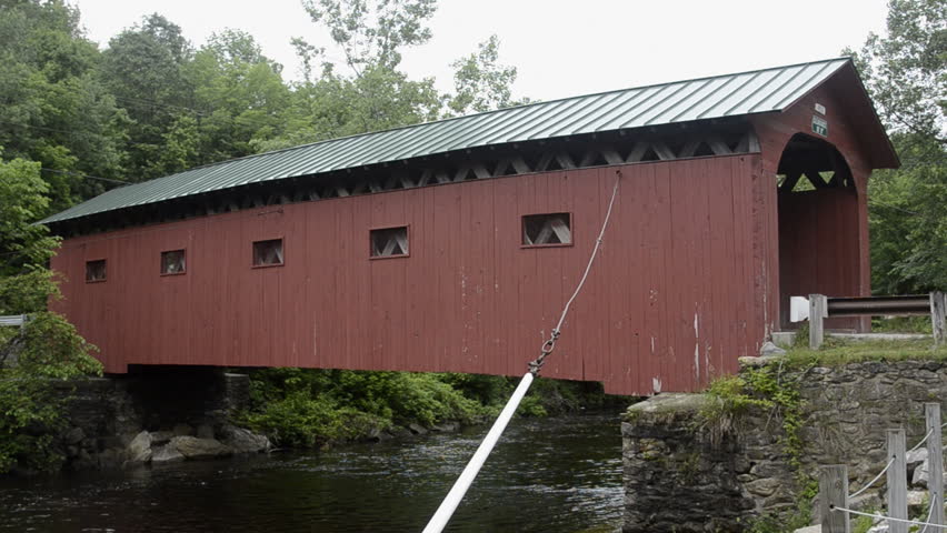 Depot Bridge in West Arlington Vermont VT 1840 red old historical