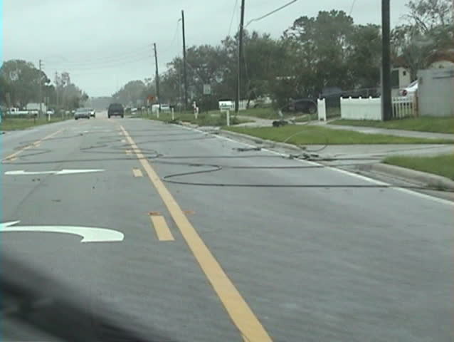 Power Lines down after storm winds and rain.