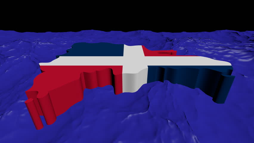 Dominican Republic map flag in abstract ocean animation