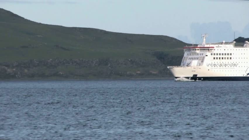Wellington, New Zealand. February 2012. The inter island vehicle ferry as it approaches Wellington harbour entrance, ferrying passengers, cars and cargo from Picton in Marlborough sounds to Wellington