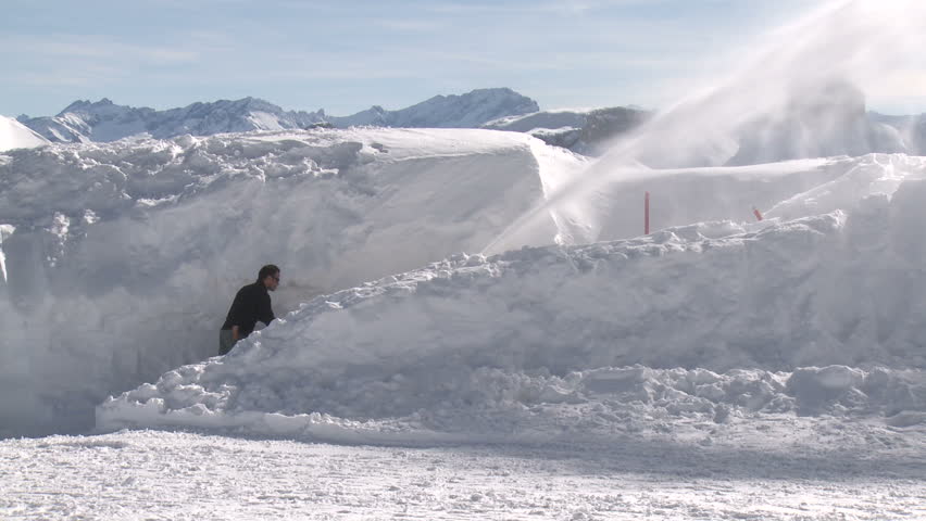 Snow Blower Clears Snow From Mountain Summit. Filmed in full HD 1920x1080 30p on Sony EX1