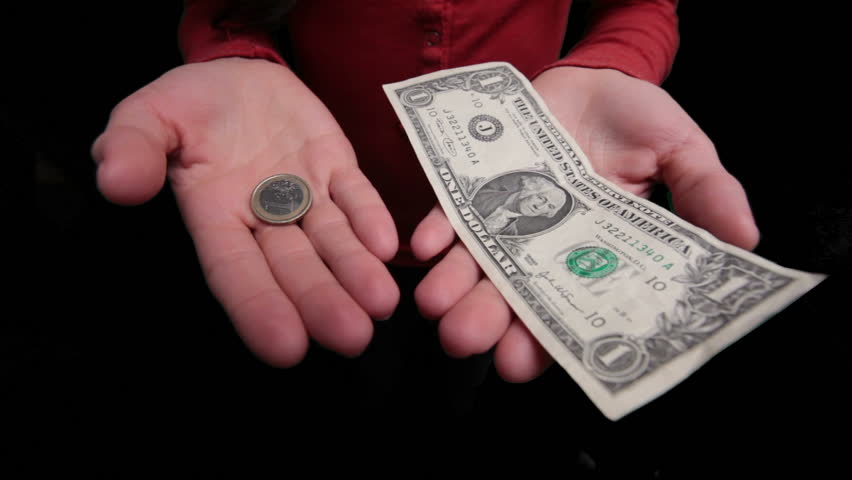 Dollar, euro weighing. Comparison. Exchange rate. Financial concept.

