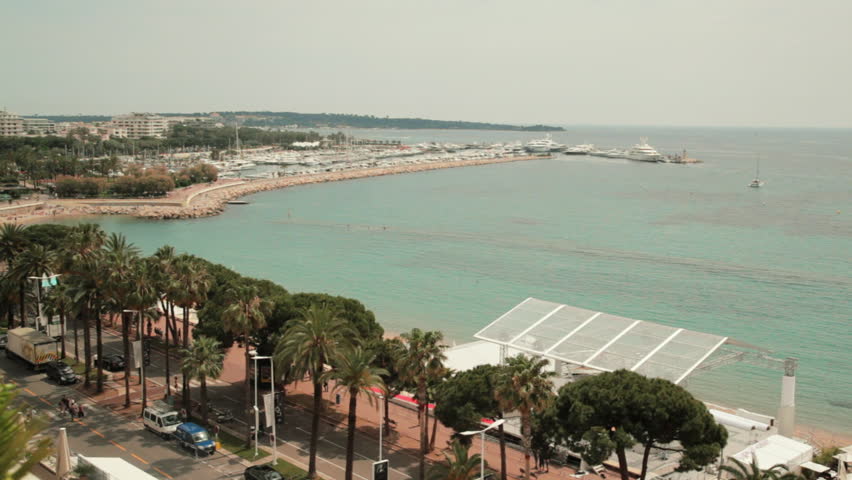 Pan over the riviera of Cannes