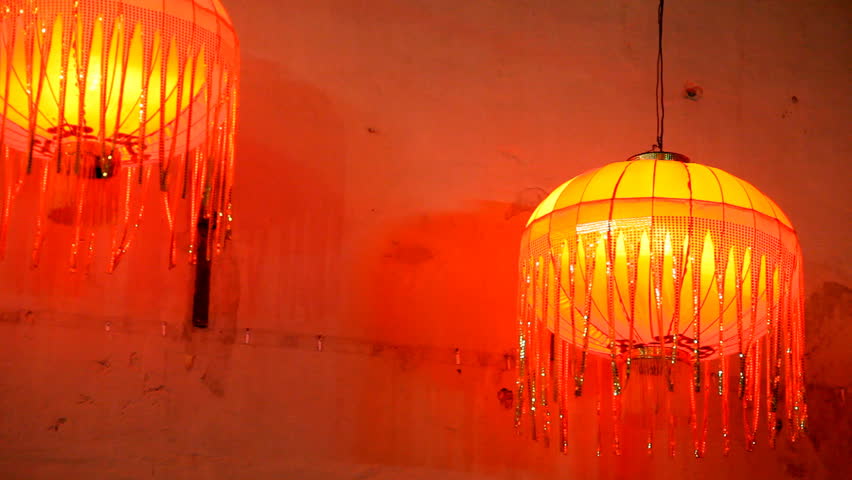 Red chinese lanterns in the streets of Malacca in Malaysia