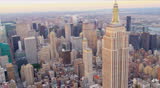 New York - Circa Aug 2012: Aerial view Empire State Building city skyscrapers, in the daytime