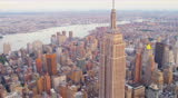 New York - August 20, 2012: Aerial view Empire State Building, downtown Manhattan, Brooklyn, East river, New York, USA,