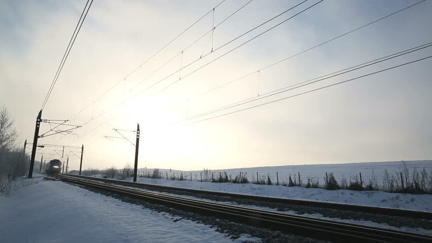 Train Oslo Airport high speed passing silhouette